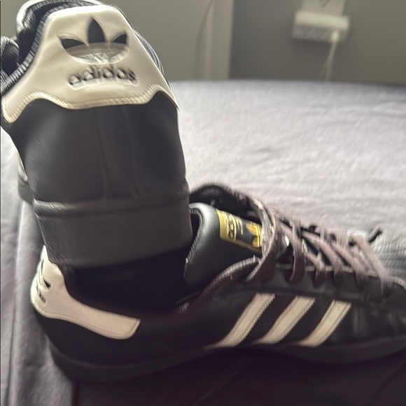 Adidas Black Superstar Sneakers with Rubber Shell Toe and White Stripes - Picture 3 of 4